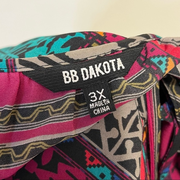 ➕ BB Dakota Patchwork Multi Patterned Blouse Womens Plus Size 3X - Picture 6 of 10